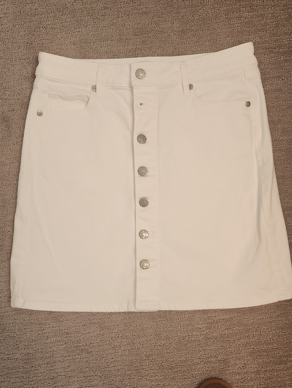 LOFT White Button-Front Mini Skirt
